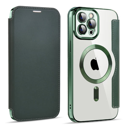 MagSafe Case for Apple iPhone 11 Pro Max, Techsuit, SmartMag Book, Green