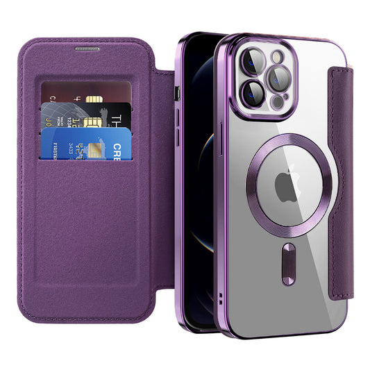 MagSafe Case for Apple iPhone 12 Pro Max, Techsuit, SmartMag Book, Purple