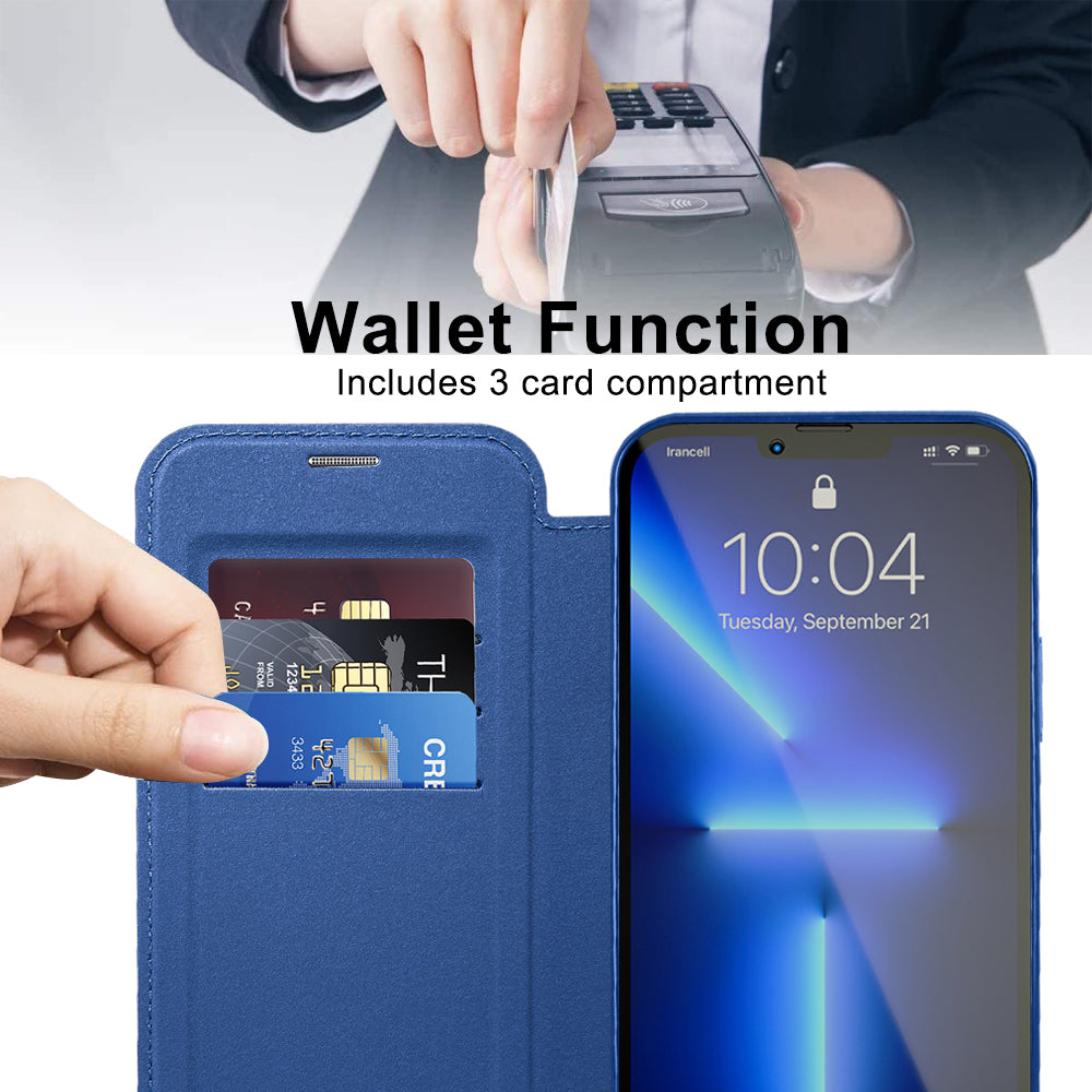 MagSafe Case for Apple iPhone 13 Pro, Techsuit, SmartMag Book, Blue