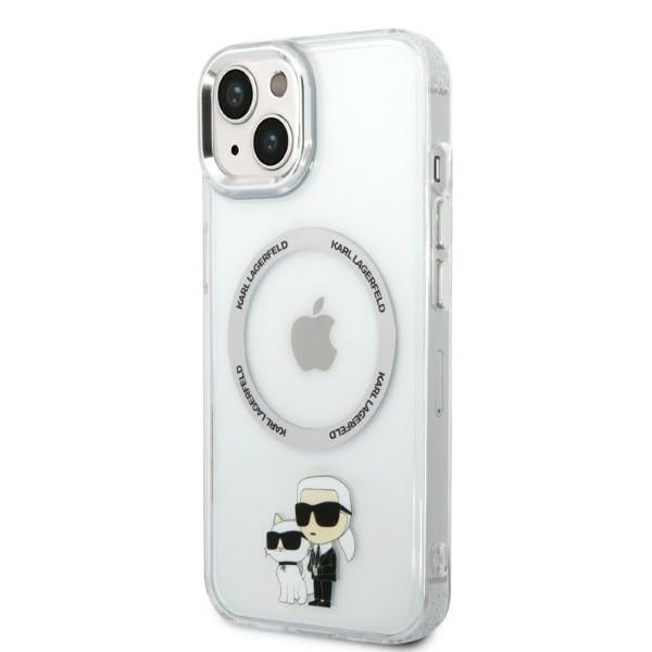 MagSafe Case for Apple iPhone 14 Plus, Karl Lagerfeld, Ikonik Karl & Choupette, Transparent