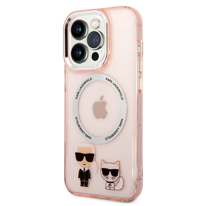 MagSafe Case for Apple iPhone 14 Pro, Karl Lagerfeld, Karl & Choupette Aluminium, Pink