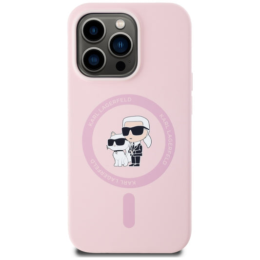 MagSafe Case for Apple iPhone 14 Pro, Karl Lagerfeld, Karl & Choupette Silicone, Pink
