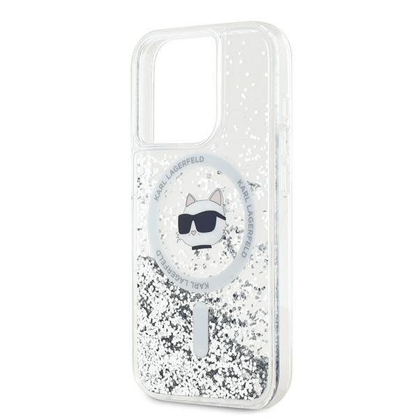 MagSafe Case for Apple iPhone 14 Pro Max, Karl Lagerfeld, Liquid Glitter Choupette's Head, Transparent