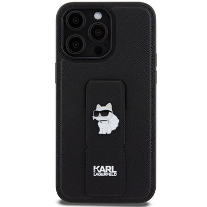 MagSafe Case for Apple iPhone 14 Pro Max, Karl Lagerfeld, Saffiano Gripstand Choupette, Black