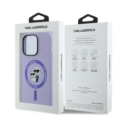 MagSafe Case for Apple iPhone 14 Pro Max, Karl Lagerfeld, Silicone Ring Karl & Choupette, Purple