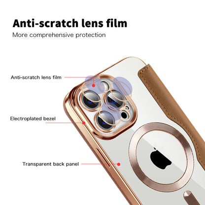 MagSafe Case for Apple iPhone 14 Pro Max, Techsuit, SmartMag Book, Brown