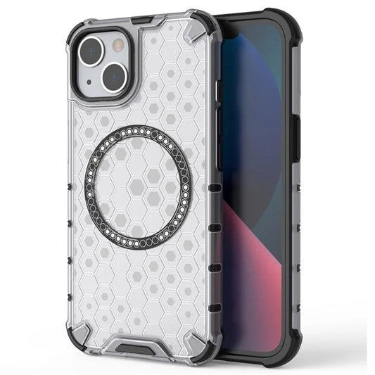 MagSafe Case for Apple iPhone 14, Techsuit, HoneyComb Shield, White