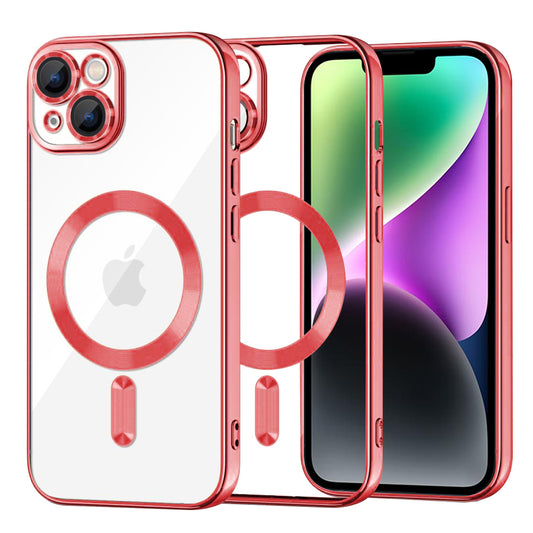 MagSafe Case for Apple iPhone 14, Techsuit, Luxury Crystal, Red
