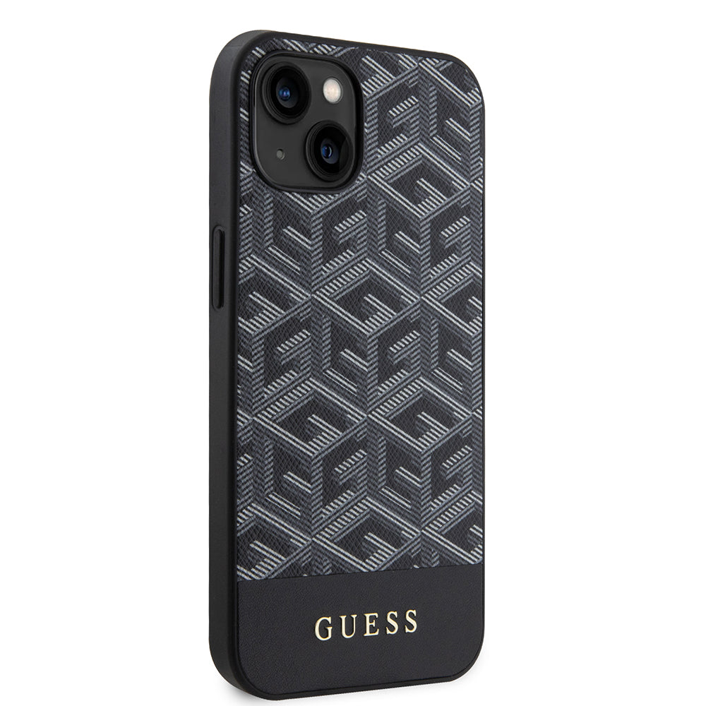 MagSafe Case for Apple iPhone 15, Guess, GCube Stripes, Black