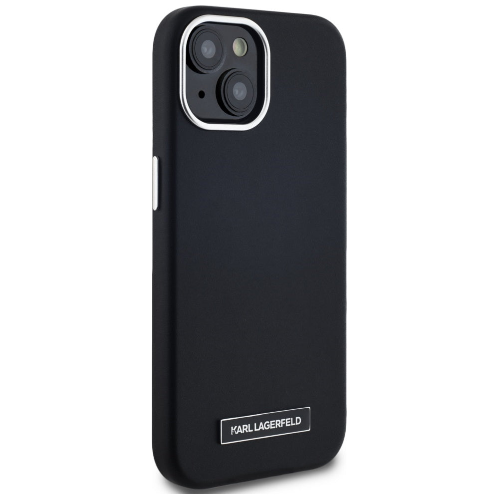 MagSafe Case for Apple iPhone 15, Karl Lagerfeld, FW Metal Plate, Black