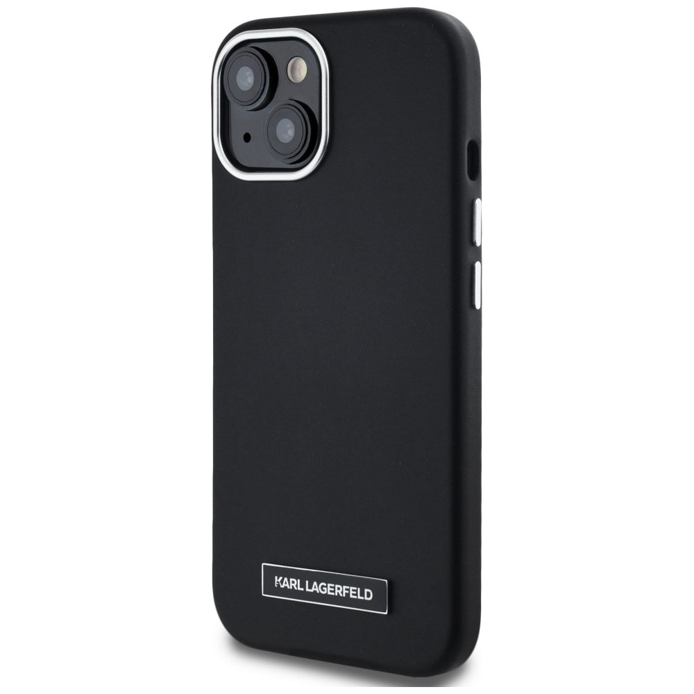 MagSafe Case for Apple iPhone 15, Karl Lagerfeld, FW Metal Plate, Black