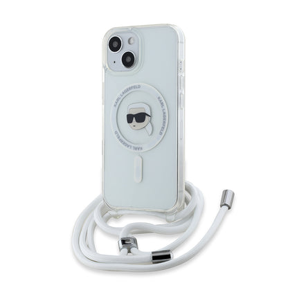 MagSafe Case for Apple iPhone 15, Karl Lagerfeld, IML Crossbody Karl's Head, Transparent