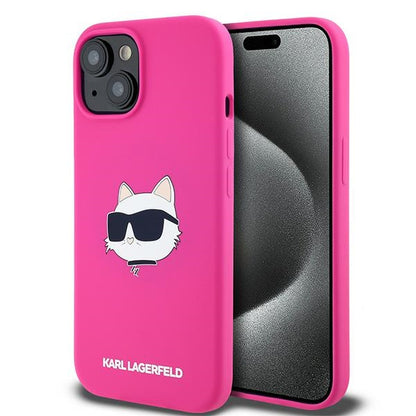 MagSafe Case for Apple iPhone 15, Karl Lagerfeld, Silicone Choupette's Head, Fuchsia