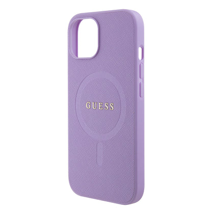 MagSafe Case for Apple iPhone 15 Plus, Guess, Saffiano, Purple