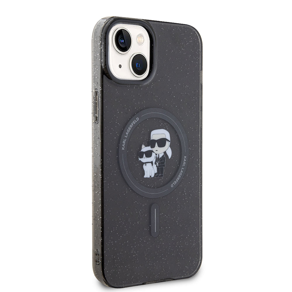 MagSafe Case for Apple iPhone 15 Plus, Karl Lagerfeld, Glitter, Black