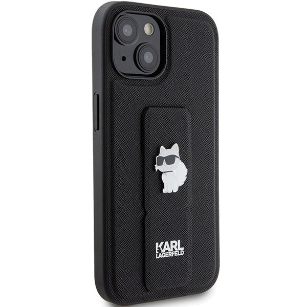 MagSafe Case for Apple iPhone 15 Plus, Karl Lagerfeld, Saffiano Gripstand Choupette, Black