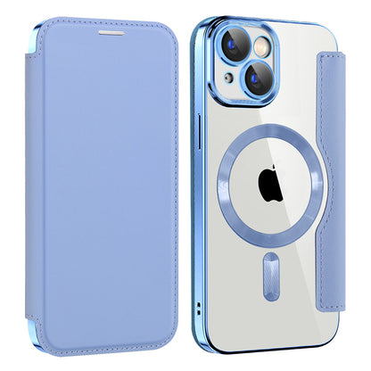 MagSafe Case for Apple iPhone 15 Plus, Techsuit, SmartMag Book, Blue