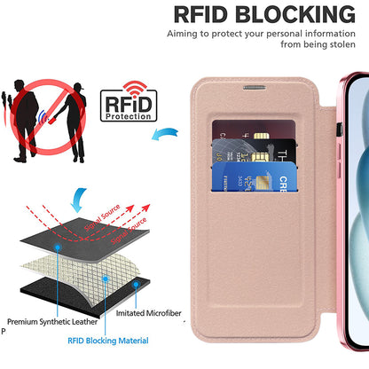MagSafe Case for Apple iPhone 15 Plus, Techsuit, SmartMag Book, Pink