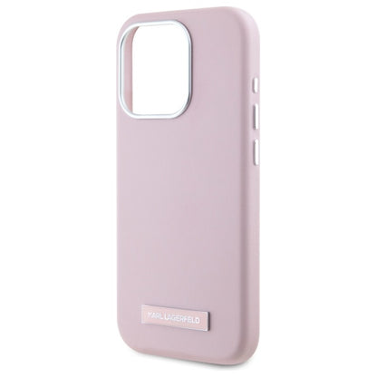 MagSafe Case for Apple iPhone 15 Pro, Karl Lagerfeld, FW Metal Plate, Pink