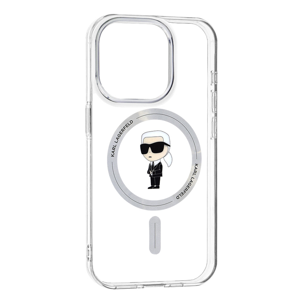 MagSafe Case for Apple iPhone 15 Pro, Karl Lagerfeld, IML Ikonik Karl, Transparent