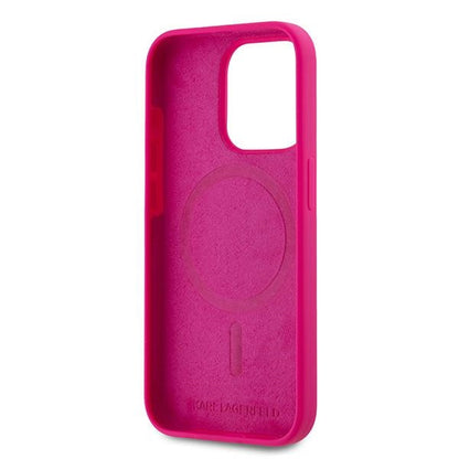 MagSafe Case for Apple iPhone 15 Pro, Karl Lagerfeld, Silicone Choupette's Head, Fuchsia