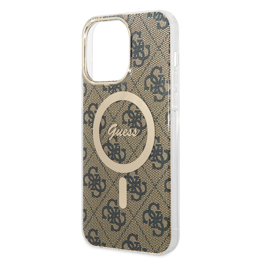 MagSafe Case for Apple iPhone 15 Pro Max, Guess, 4G IML, Brown GUHMP15XH4STW
