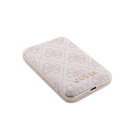 MagSafe Case for Apple iPhone 15 Pro Max, Guess, Powerbank 4G Metal Logo, Pink