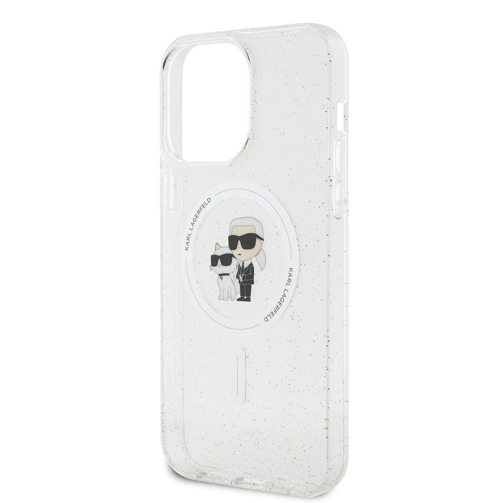 MagSafe Case for Apple iPhone 15 Pro Max, Karl Lagerfeld, Glitter, Transparent