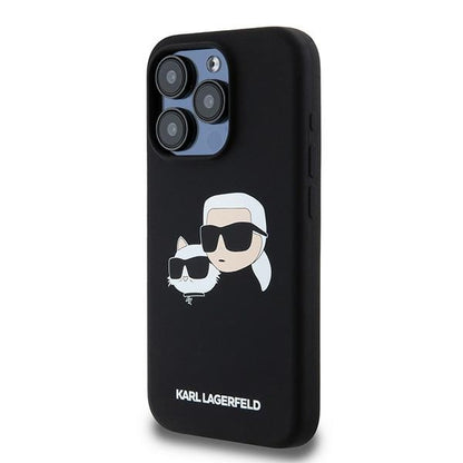 MagSafe Case for Apple iPhone 15 Pro Max, Karl Lagerfeld, Karl & Choupette Silicone, Black
