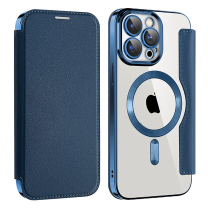 MagSafe Case for Apple iPhone 15 Pro Max, Techsuit, SmartMag Book, Blue