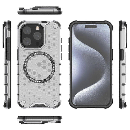 MagSafe Case for Apple iPhone 15 Pro, Techsuit, HoneyComb Shield, White