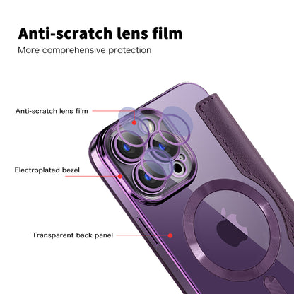 MagSafe Case for Apple iPhone 15 Pro, Techsuit, SmartMag Book, Purple