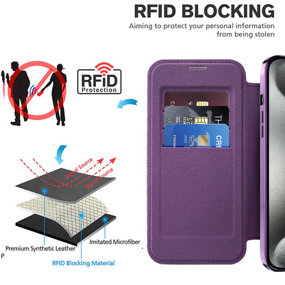 MagSafe Case for Apple iPhone 15 Pro, Techsuit, SmartMag Book, Purple