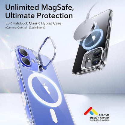 MagSafe Case for Apple iPhone 16, ESR, Classic Hybrid Kickstand Slide, Transparent