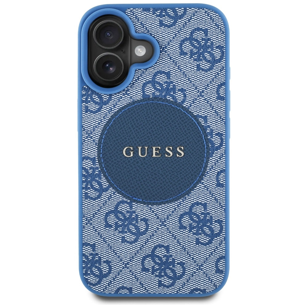 MagSafe Case for Apple iPhone 16, Guess, 4G Circle Classic Logo, Blue