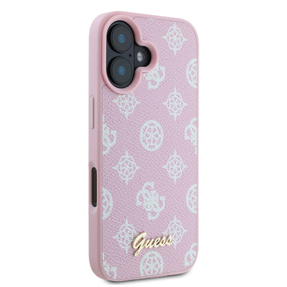 MagSafe Case for Apple iPhone 16, Guess, Peony Script, Pink