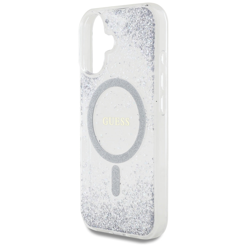 MagSafe Case for Apple iPhone 16, Guess, Resin Gradient Glitter, Silver