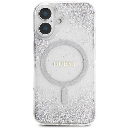 MagSafe Case for Apple iPhone 16, Guess, Resin Gradient Glitter, Silver