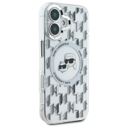 MagSafe Case for Apple iPhone 16, Karl Lagerfeld, IML Monogram Karl & Choupette's Heads, Transparent