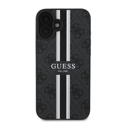 MagSafe Case for Apple iPhone 16 Plus, Guess, 4G Printed Stripes, Black