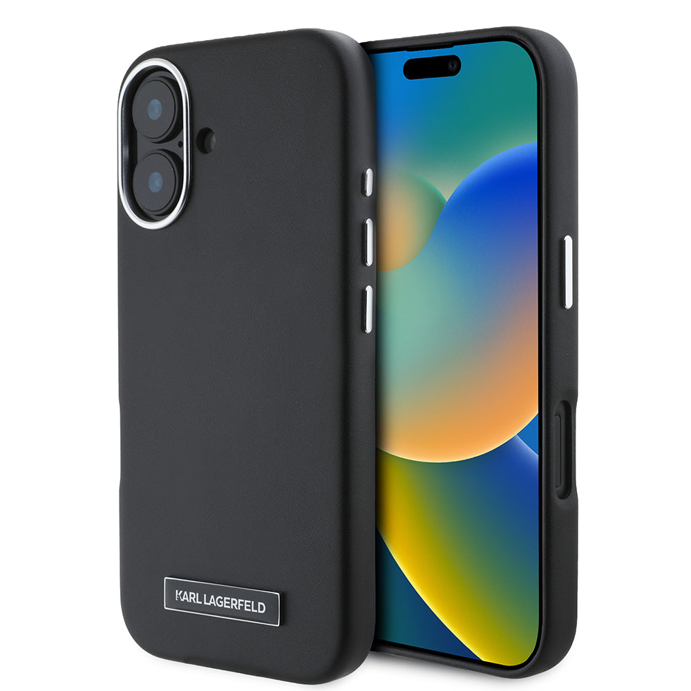 MagSafe Case for Apple iPhone 16 Plus, Karl Lagerfeld, FW Metal Plate, Black