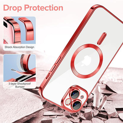 MagSafe Case for Apple iPhone 16 Plus, Techsuit, Luxury Crystal, Red