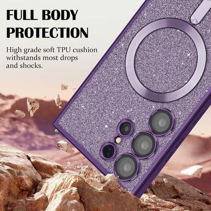 MagSafe Case for Apple iPhone 16 Plus, Techsuit, Luxury Glitter, Dark Blue
