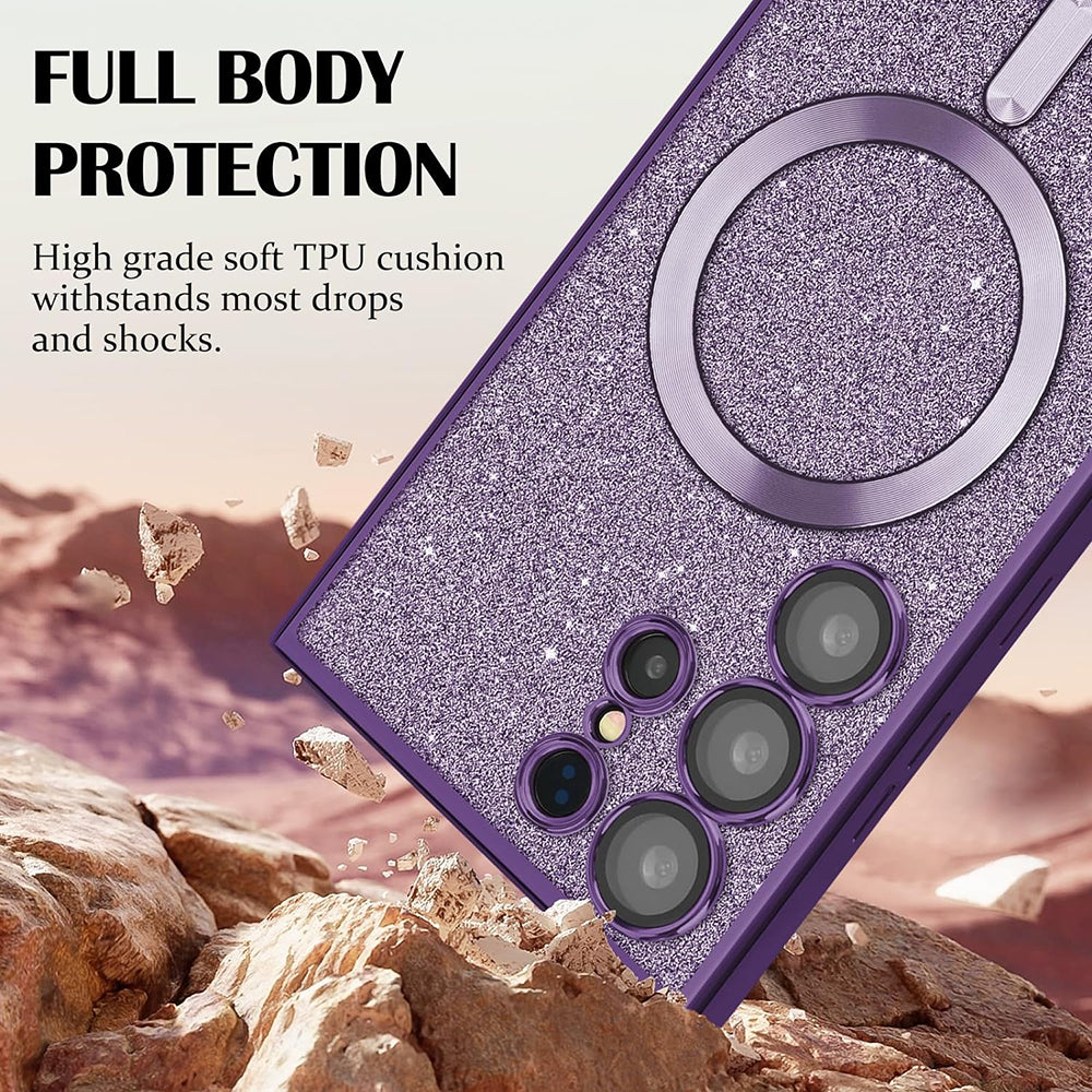 MagSafe Case for Apple iPhone 16 Plus, Techsuit, Luxury Glitter, Dark Green