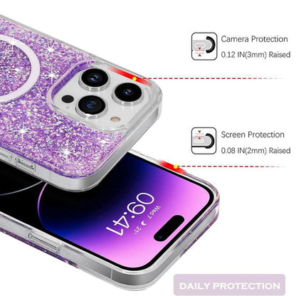 MagSafe Case for Apple iPhone 16 Plus, Techsuit, Sparkly Glitter, Blue