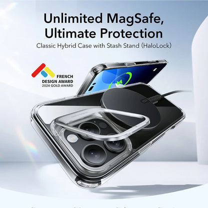 MagSafe Case for Apple iPhone 16 Pro, ESR, Classic Hybrid Kickstand, Transparent