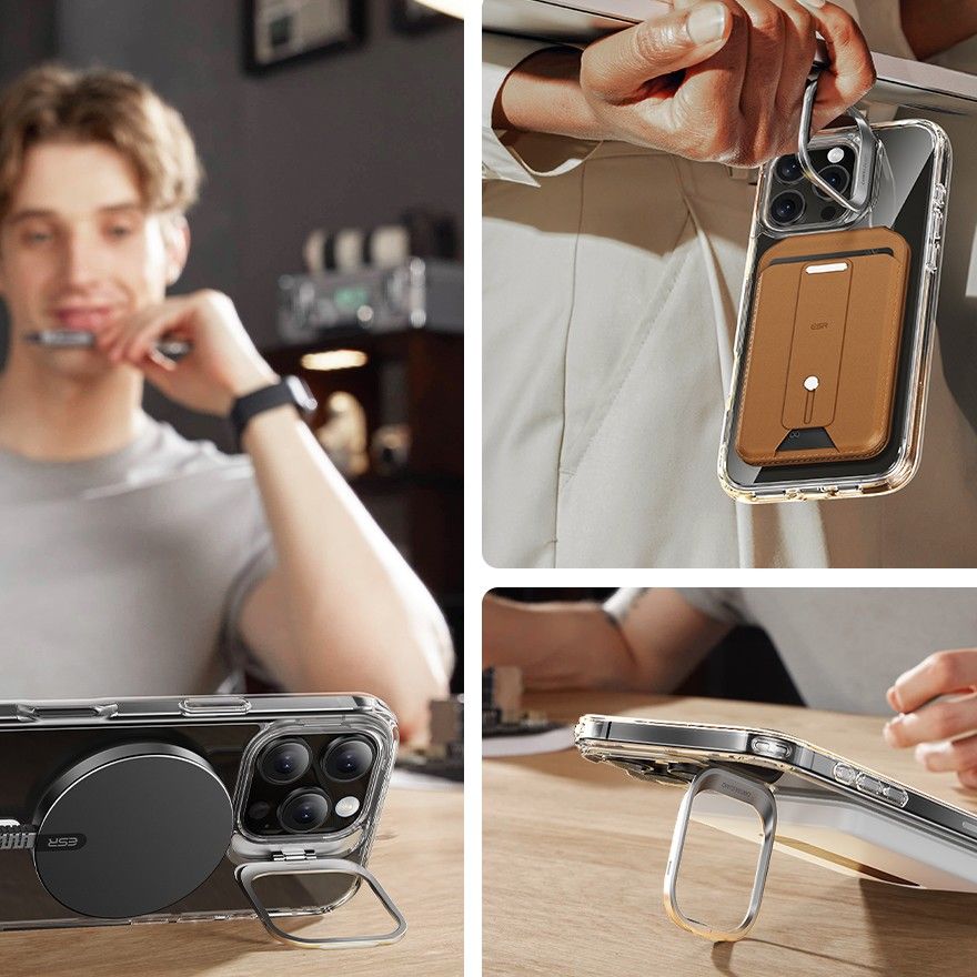 MagSafe Case for Apple iPhone 16 Pro, ESR, Classic Hybrid Kickstand with Screen Protector, Transparent