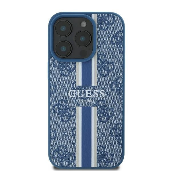 MagSafe Case for Apple iPhone 16 Pro, Guess, 4G Printed Stripes, Blue