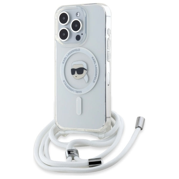 MagSafe Case for Apple iPhone 16 Pro, Karl Lagerfeld, IML Crossbody Karl's Head, Transparent