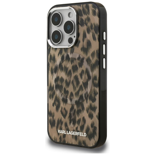 MagSafe Case for Apple iPhone 16 Pro, Karl Lagerfeld, IML Leopard Pattern, Brown